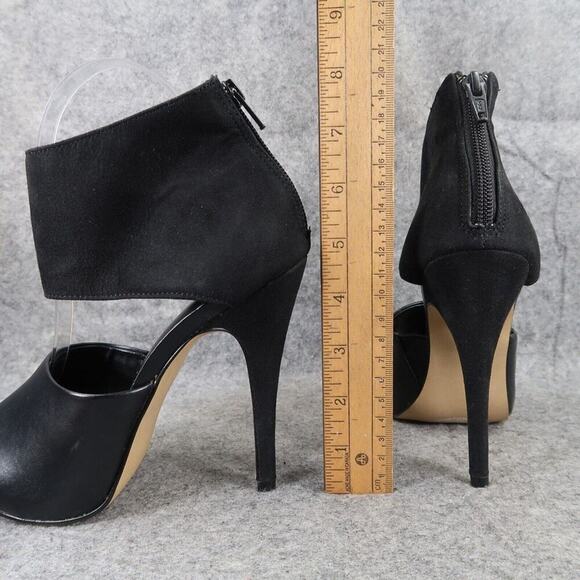 Apt 9 Shoes Womens 7 Pump Stiletto Ankle Strap Open Toe Fashion Formal Black Zip - Picture 7 of 14